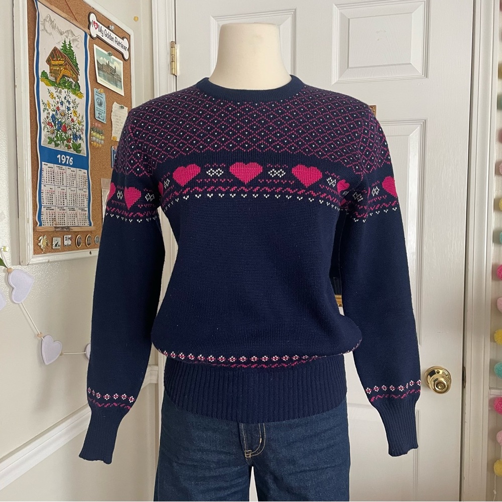 1970s wool heart sweater
